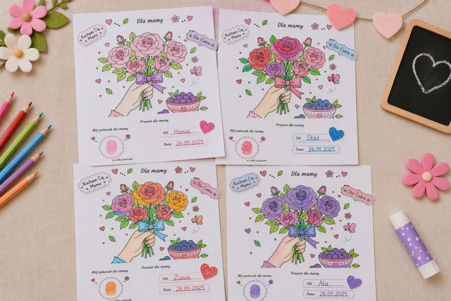 Kolorowanka „Bukiet dla mamy”