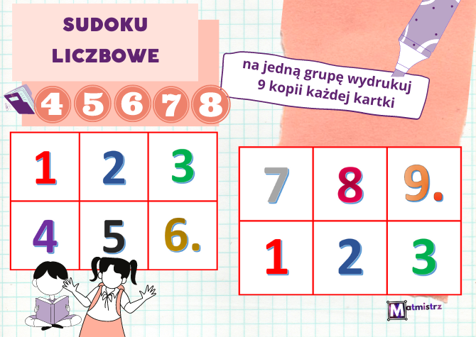 Liczby 1-9 do wydrukowania do gry SUDOKU