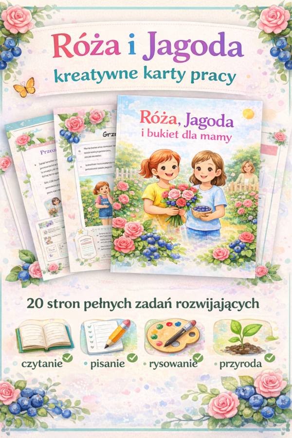 Róża i Jagoda – 20 kart pracy rozwijających czytanie i kreatywność