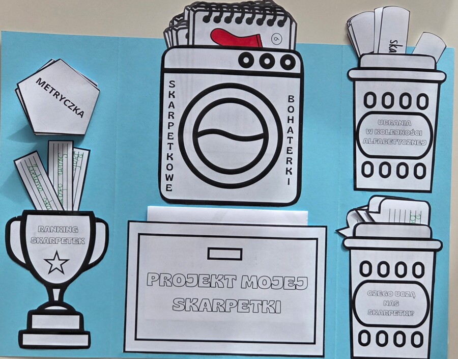 Lapbook – „Niesamowite przygody dziesięciu skarpetek” + test ze znajomości lektury + kod QR do testu