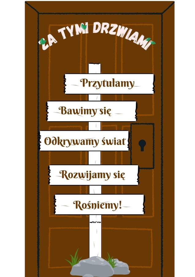 Dekoracja na drzwi przedszkolne - wersja na ciemne drzwi
