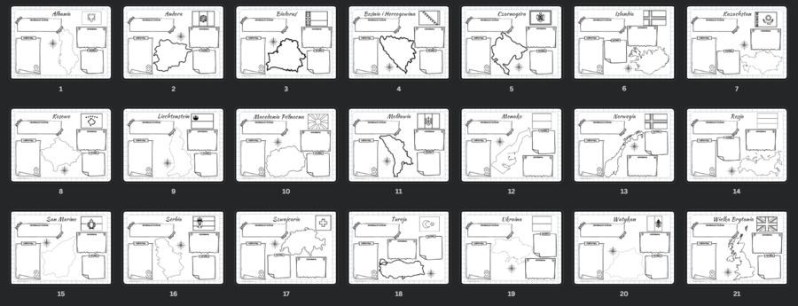 Rysnotkowe karty pracy - państwa europejskie spoza UE