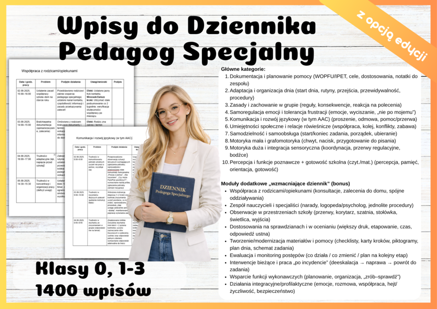 Wpisy do Dziennika Pedagog Specjalny