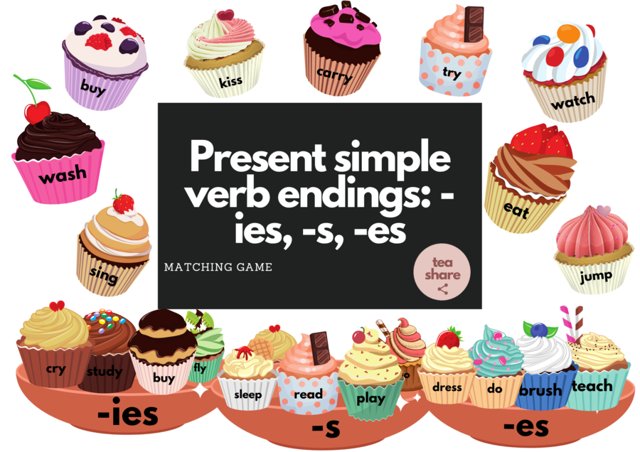 PRESENT SIMPLE - cupcake matching