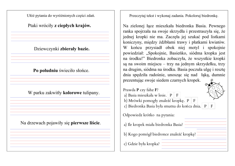 Wiosenne karty pracy (klasa 2) - edukacja polonistyczna