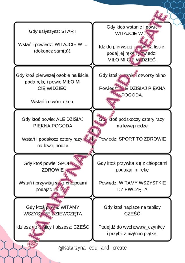 test na czujność - część 1 integracyjno-ruchowa