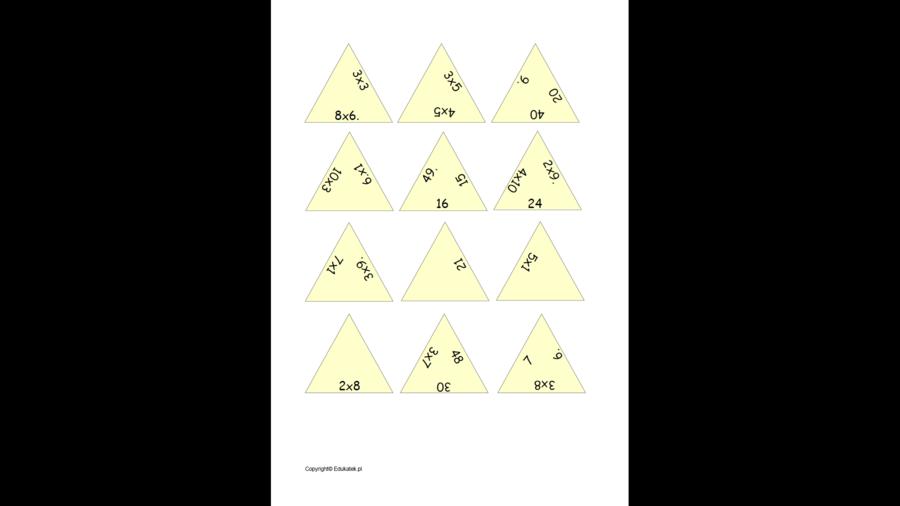 Karty typu piramida - gry matematyczne (mnożenie)