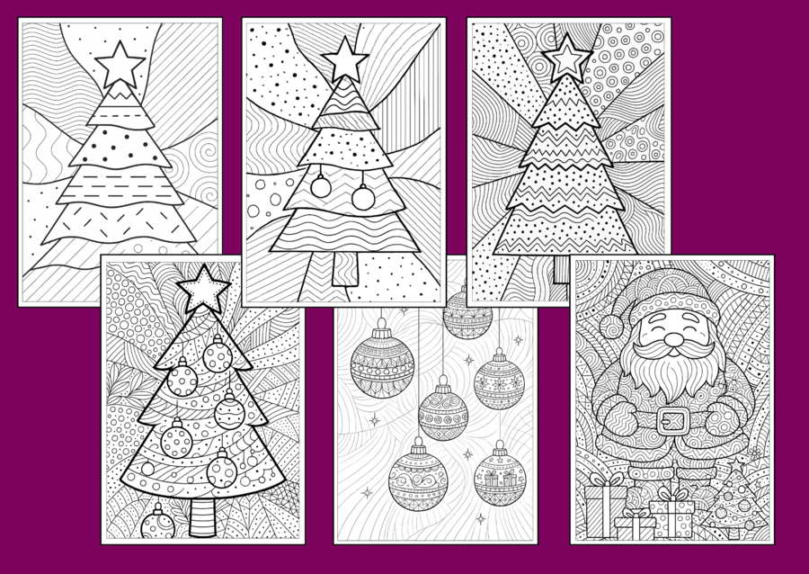 🎄🎅 Świąteczne Kolorowanki Zentangle – Relaks, Kreatywność i Magia Świąt! ✨- Boże Narodzenie - mikołajki - zima - 35 szt.