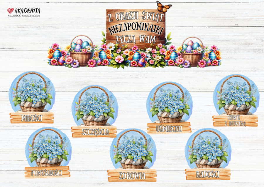 WIELKANOC ŻYCZENIA - NIEZAPOMINAJKI