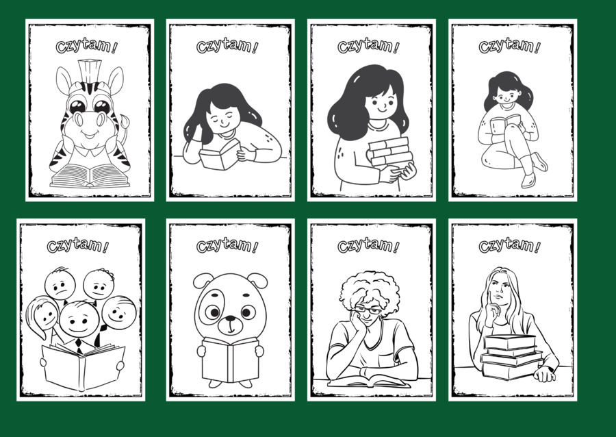 CZYTAM! - kolorowanka – kolorowanki – biblioteka – świetlica – przedszkole – 36 wersji