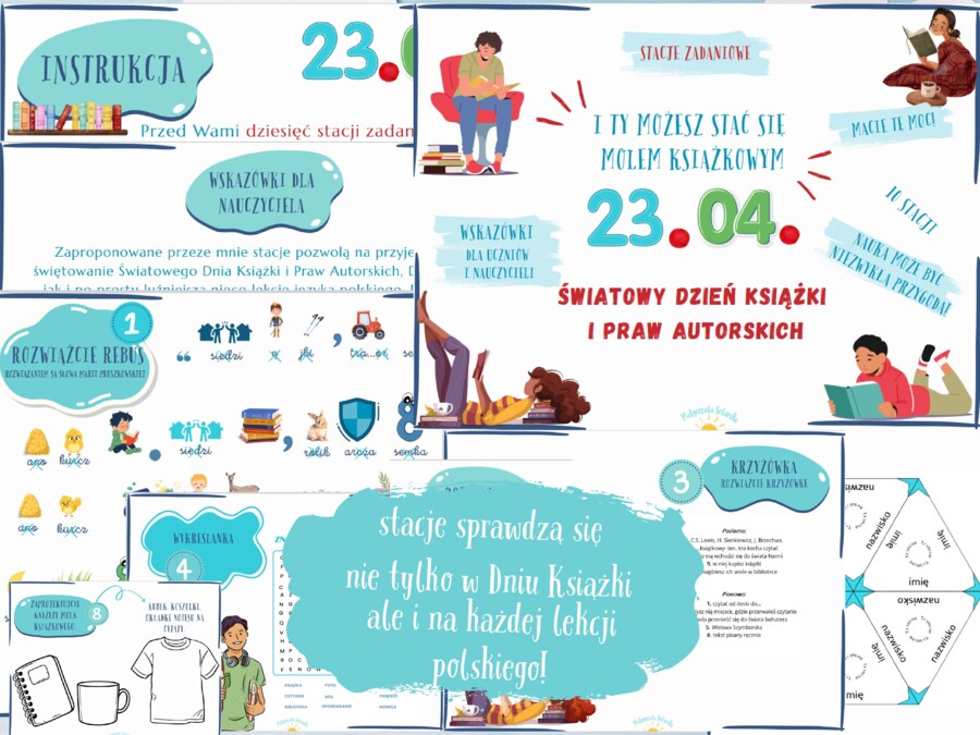 23 kwietnia- Światowy Dzień Książki i Praw Autorskich- Stacje zadaniowe