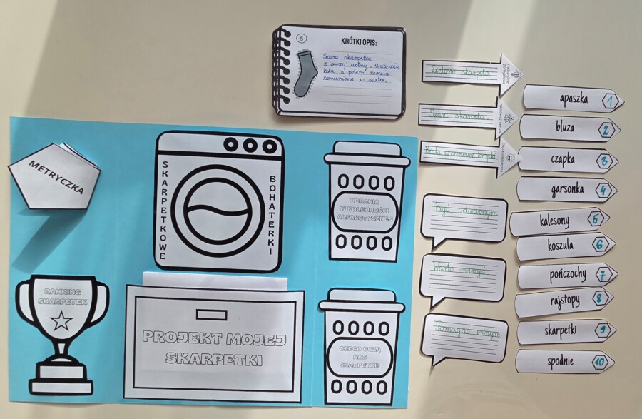 Lapbook – „Niesamowite przygody dziesięciu skarpetek” + test ze znajomości lektury + kod QR do testu