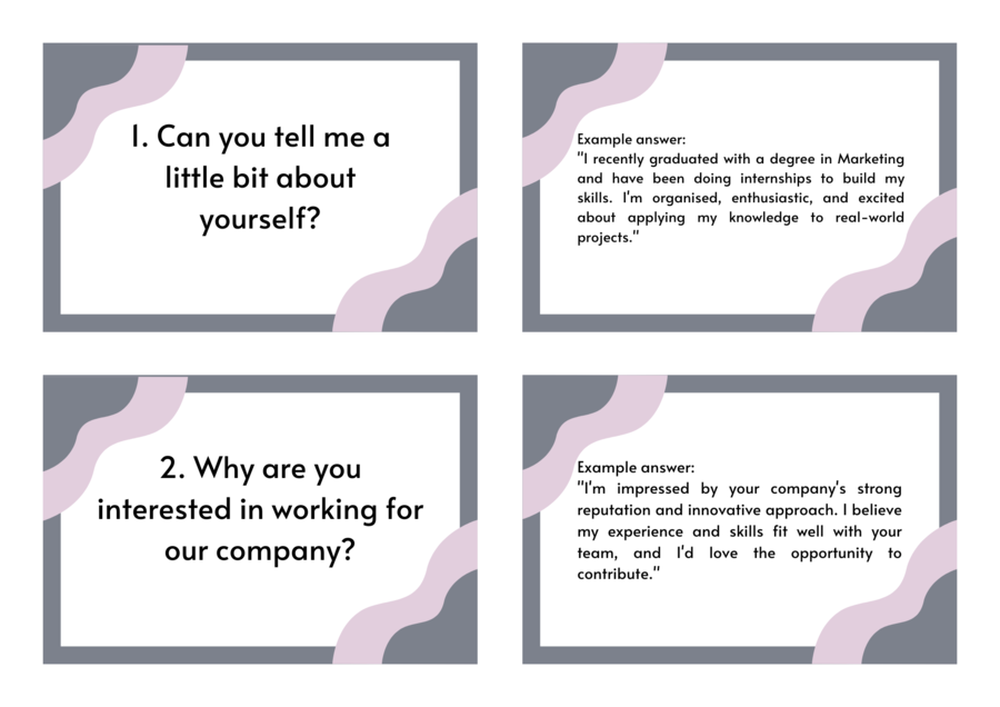 50 FLASHCARDS - JOB INTERVIEW