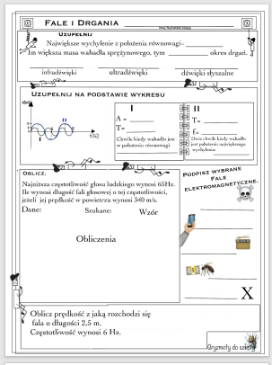 Fale i drgania - karta pracy