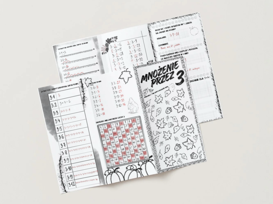 Mnożenie przez 3 – jesienne karty pracy do tabliczki mnożenia