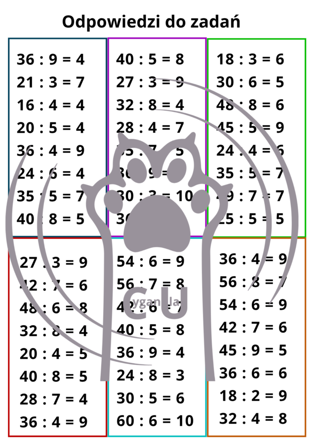 Dzielenie - zestaw do sprawdzania i utrwalania - karty pracy / wklejki