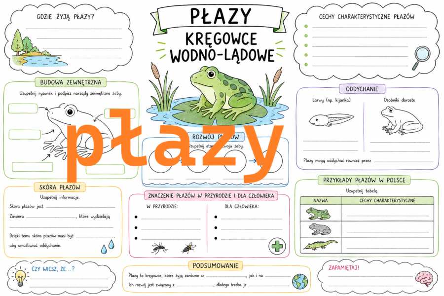 Płazy - notatka do uzupełnienia dla uczniów