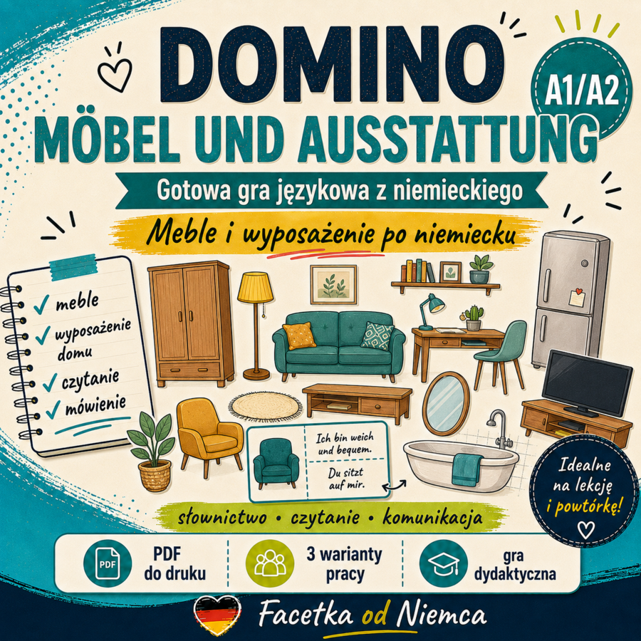 Domino – Möbel und Ausstattung | gra językowa z niemieckiego A1–A2