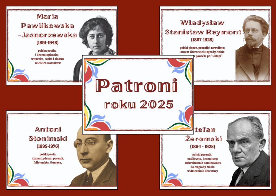 PATRONI ROKU 2025 – gazetka – biblioteka – język polski – 11 stron – wersja 4