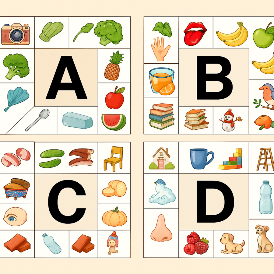 Alfabet Obrazkowy – Karty z Literami i Ilustracjami (A–Z)