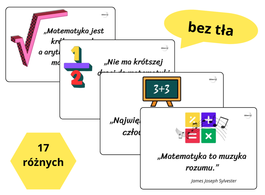Matematyczne cytaty – 17x3 kart inspirujących – wersja pełna i ekonomiczna do wydruku