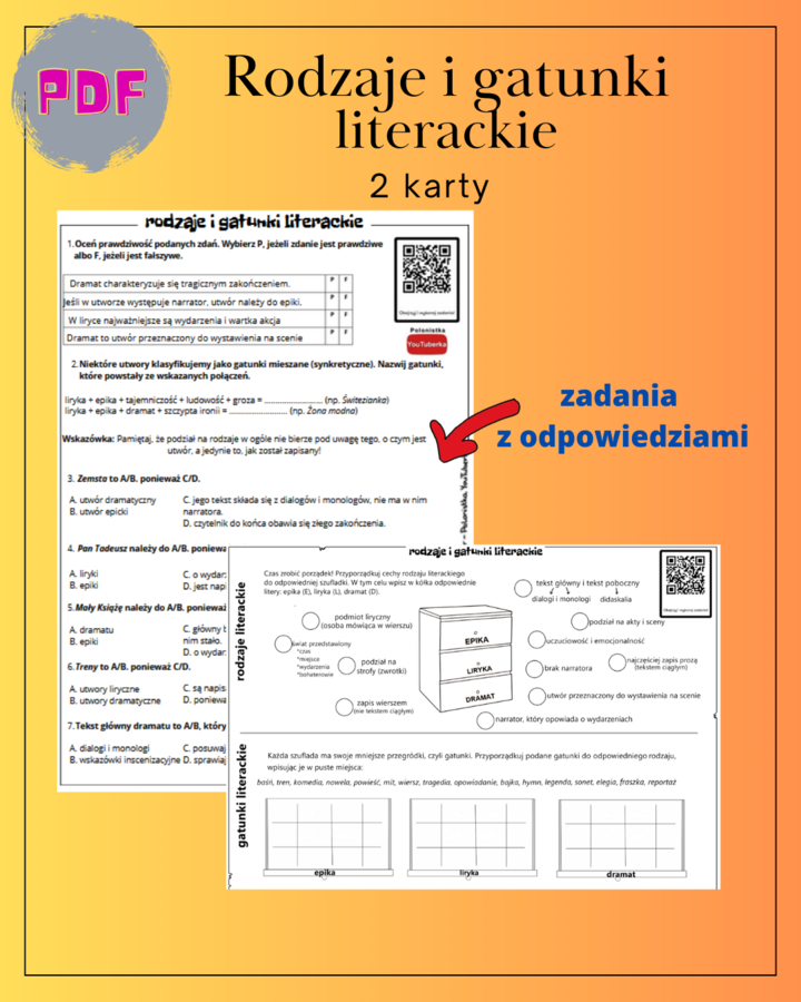 Rodzaje i gatunki literackie - zadania
