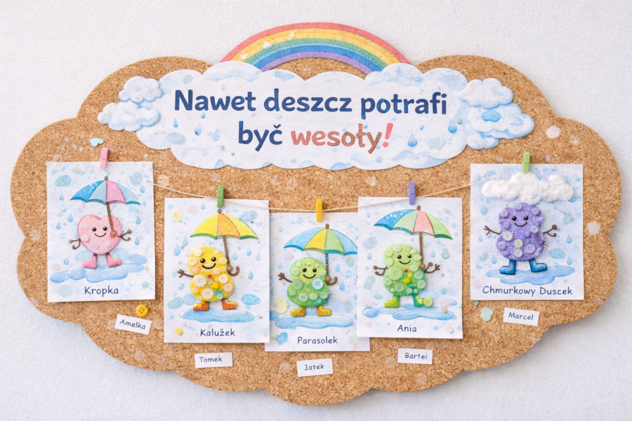 Deszczowe stworki z guzików