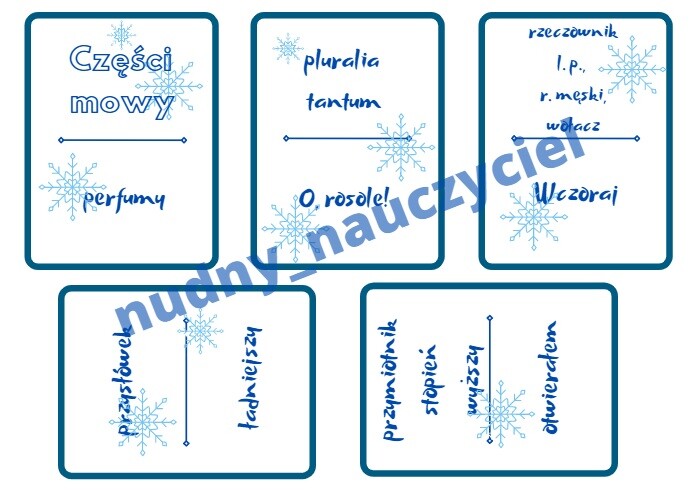 Domino - części mowy - wersja biała