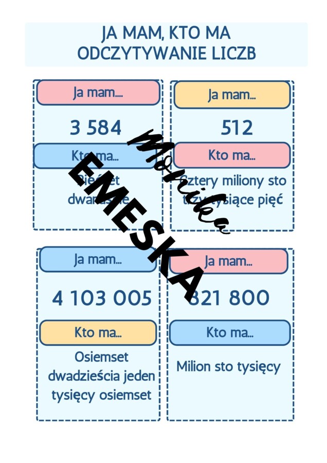 JA MA, KTO MA.. ODCZYTYWANIE LICZB