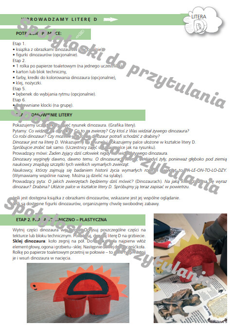 Spółgłoski do przytulania. Nauka liter poprzez zmysły, wrażenia i zabawę. Monografia litery D wraz ze scenariuszem jej wprowadzania, kartami pracy.