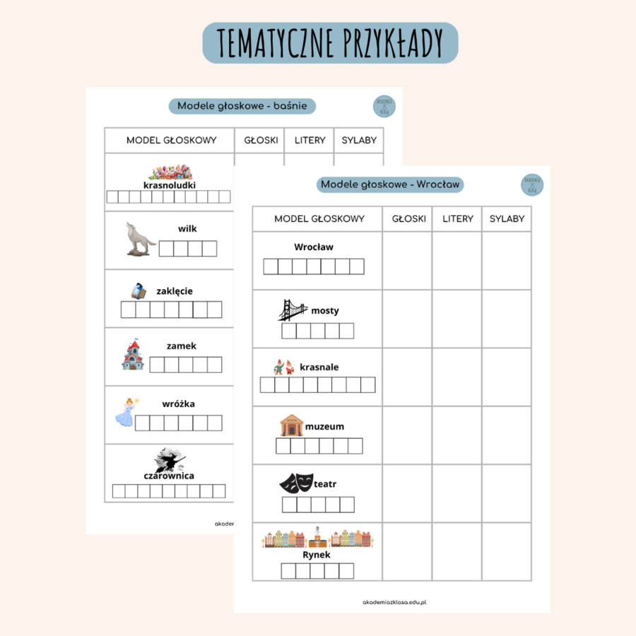 MODELE GŁOSKOWE WYRAZÓW, SYLABY GŁOSKI, LITERY - PAKIET NA CAŁY ROK