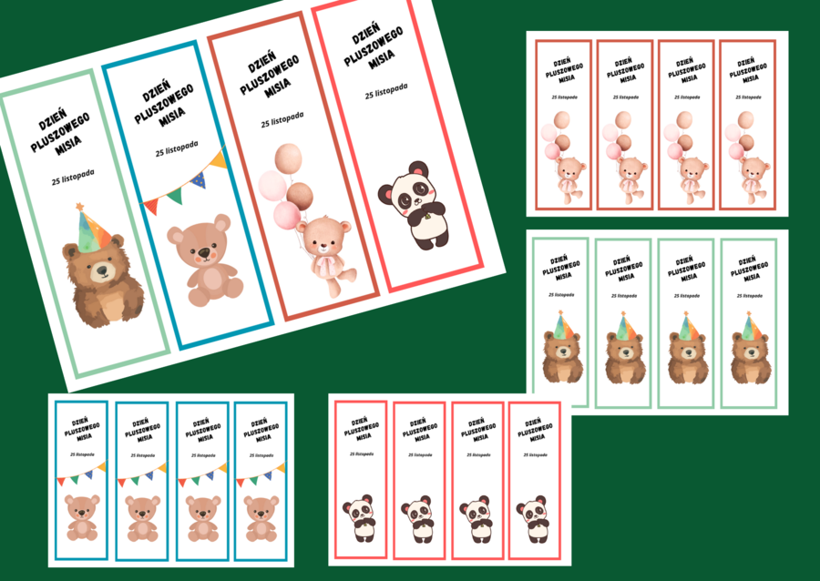 DZIEŃ PLUSZOWEGO MISIA – zakładki do książek – zakładka – kolor – wersja 1
