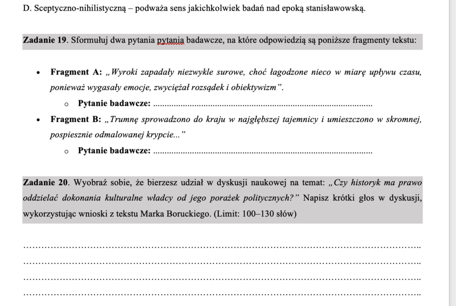 Marek Borucki – W kręgu króla Stanisława. Zestaw zadań z czytania ze zrozumieniem dla klas 1–2 szkoły ponadpodstawowej (z odpowiedziami)