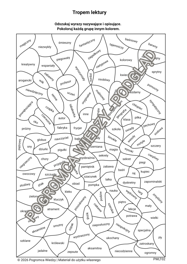 Akademia pana Kleksa - Tropem lektury (karta pracy + klucz odpowiedzi)