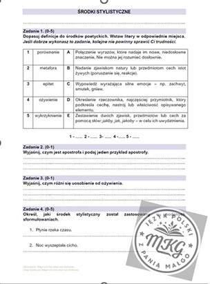 Kartkówka "Środki stylistyczne"