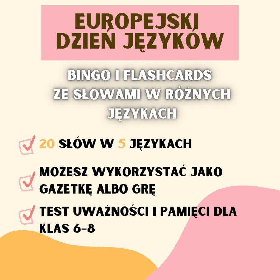 DZIEŃ JĘZYKÓW OBCYCH, EUROPEJSKI DZIEŃ JĘZYKÓW, GRA/BINGO/FLASHCARDS