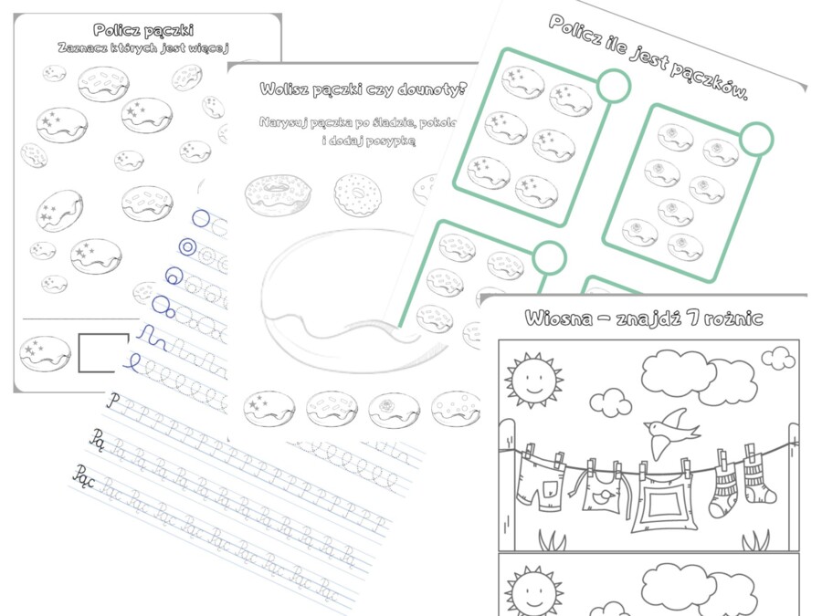 Tłusty czwartek - karty pracy dla dzieci.