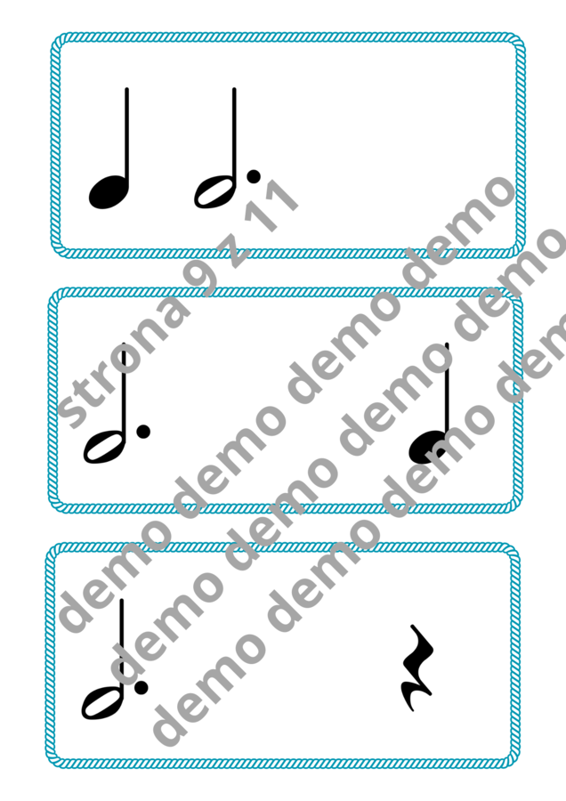 Muzyka. Karty do nauki wartości rytmicznych i ćwiczeń praktycznych. Metrum 4/4.