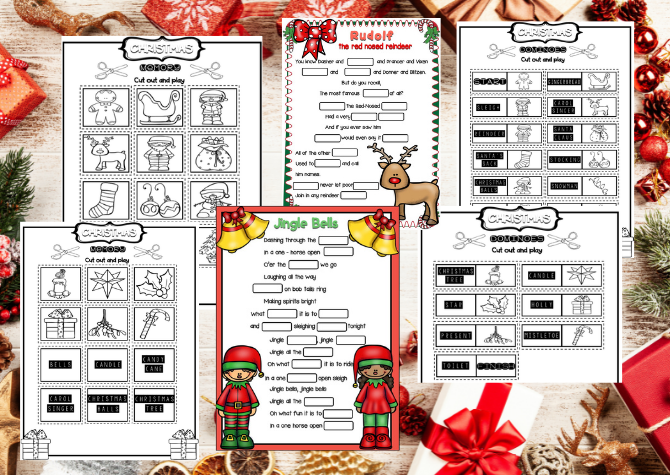 CHRISTMAS GAMES : MEMORY ; DOMINOES and CHRISTMAS SONGS