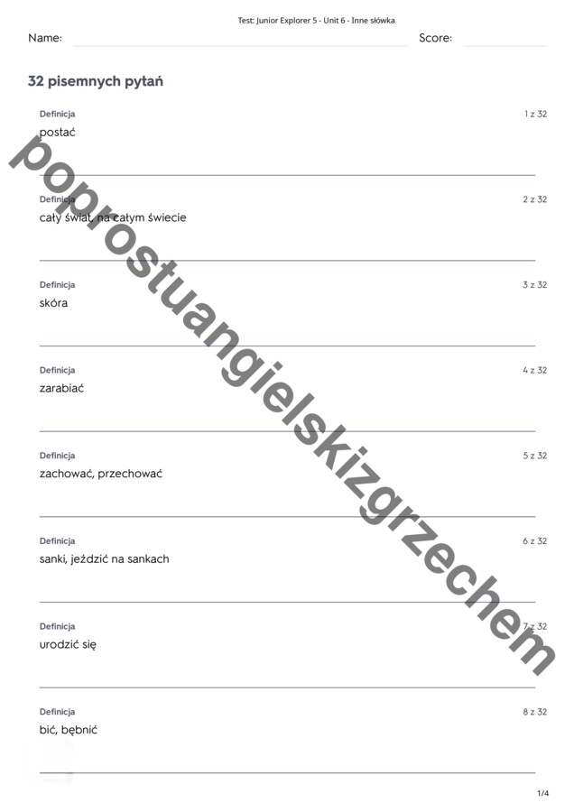 Junior Explorer 5 - Unit 6 - testy