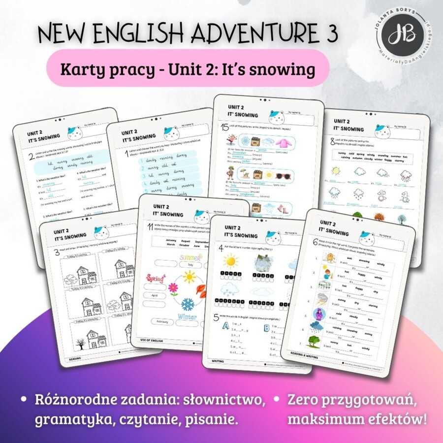 New English Adventure 3 – Unit 2: It's snowing! – Karty pracy dla klasy 3