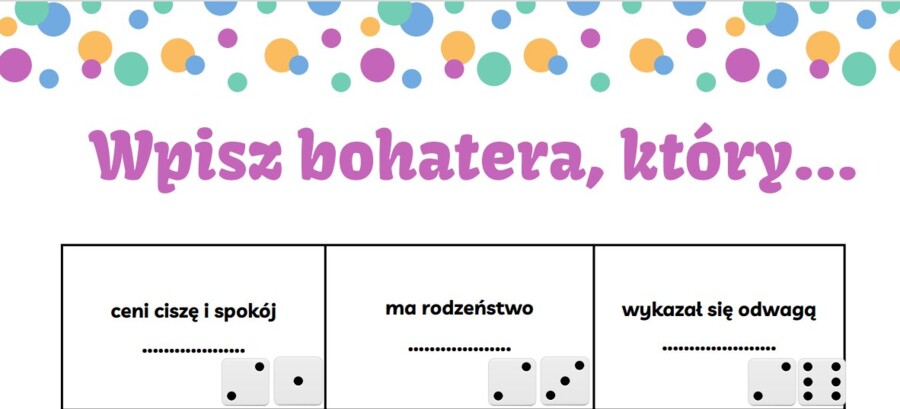 Wpisz bohatera, który....kostki