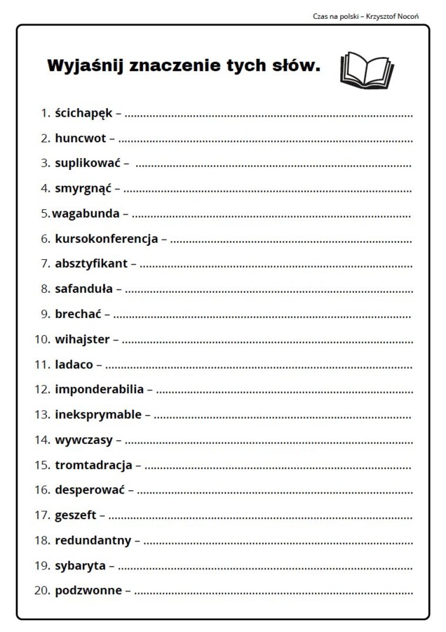 Ćwiczenia słownikowe – rzadkie słowa cz. 1