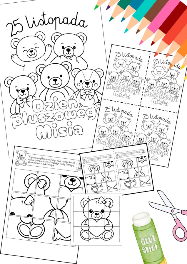 Dzień Pluszowego Misia - wklejka/karta pracy
