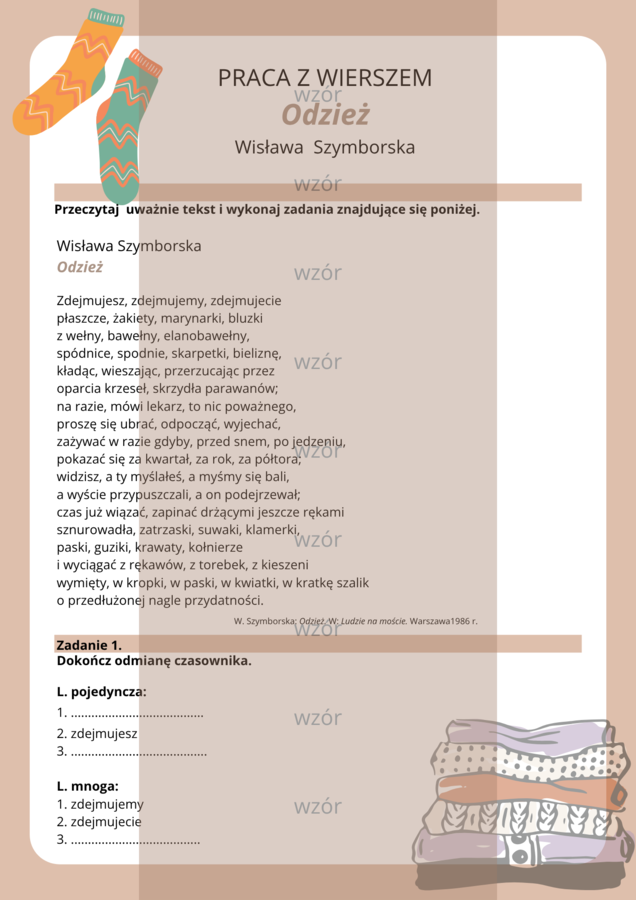 Praca z wierszem - Odzież - W. Szymborska