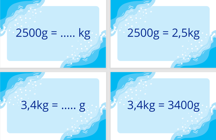 100 fiszek z zamiany jednostek masy - do samodzielnego wydruku