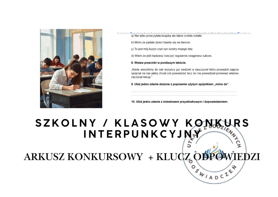 SZKOLNY/ KLASOWY KONKURS INTERPUNKCYJNY.  ARKUSZ KONKURSOWY