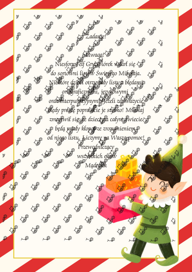 List od Św. Mikołaja . Poprawianie błędów ortograficznych interpunkcyjnych.