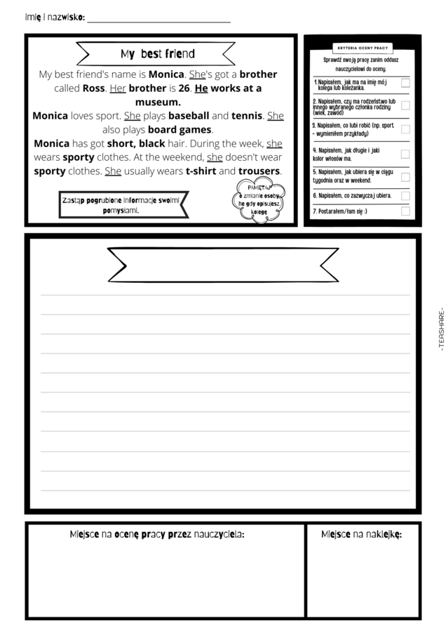 Writing Pack Worksheets - klasa 5