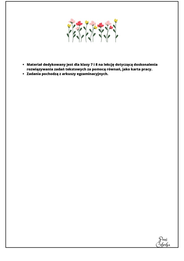 Zadania tekstowe - kl.7 i 8